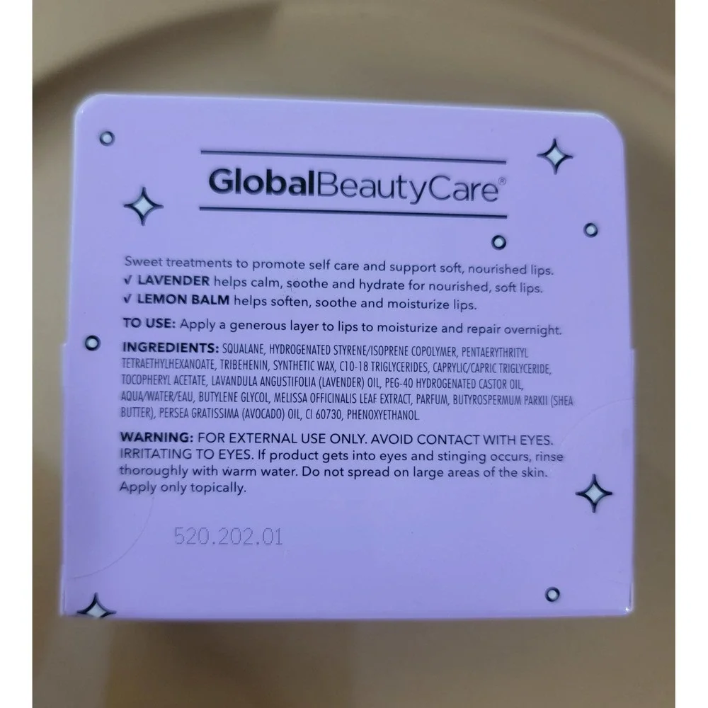 Set of 3 Global Beauty Care Lavender Lemonade Soothing Lip Mask with Lemon Balm